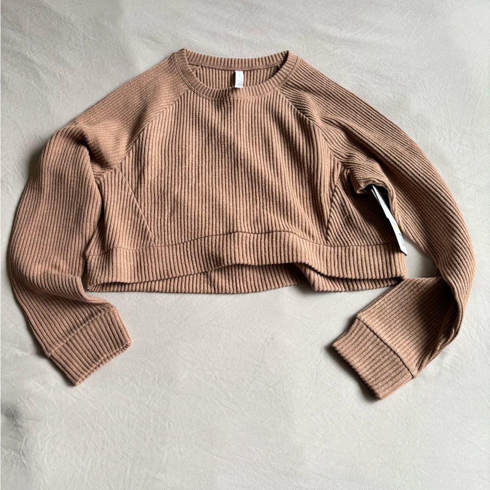 Zella Ribbed Knit Top in Brown Ginger